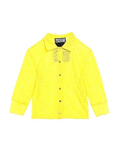 vtg versace jeans couture blouse|VTG VERSACE Jeans Couture Yellow Silk Pleated Sheer Blouse .